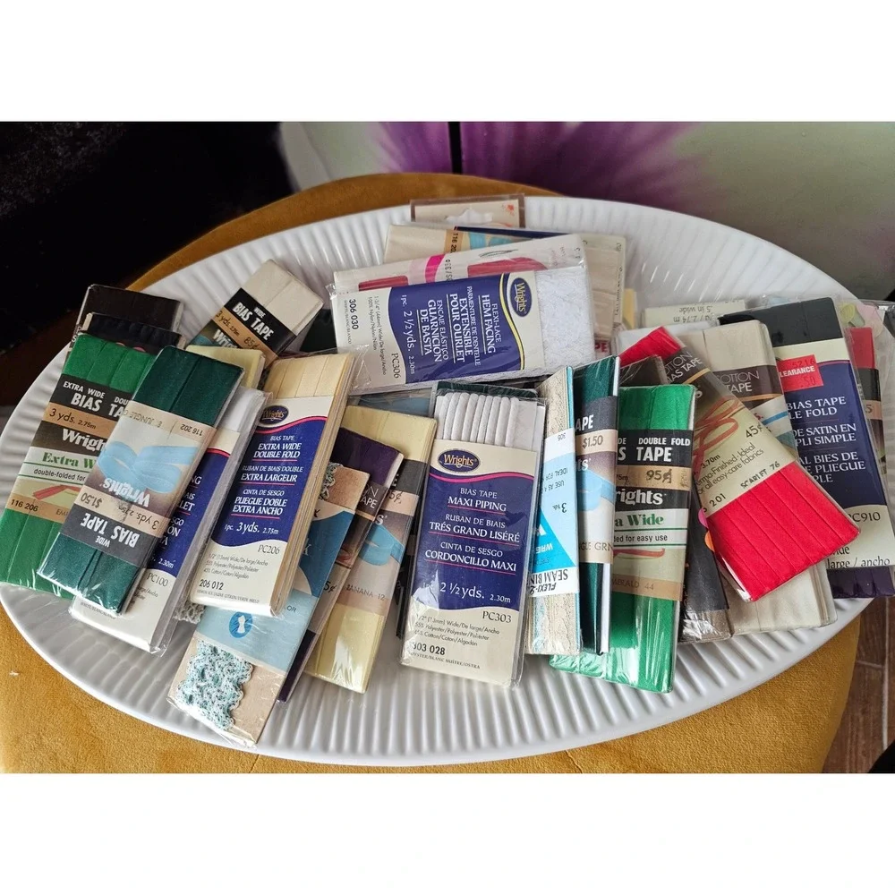 Wrights Bias Tape Ribbon Trim Lot Various Colors Sizes Style Fabric Craft Sewing